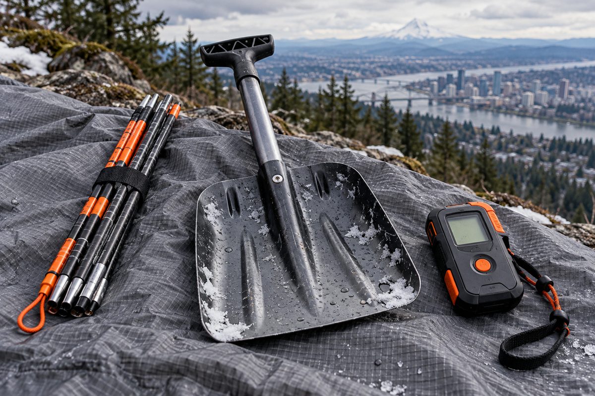 Backcountry lavinabiztonsági készlet: szonda, lapát és vészjelző eszköz