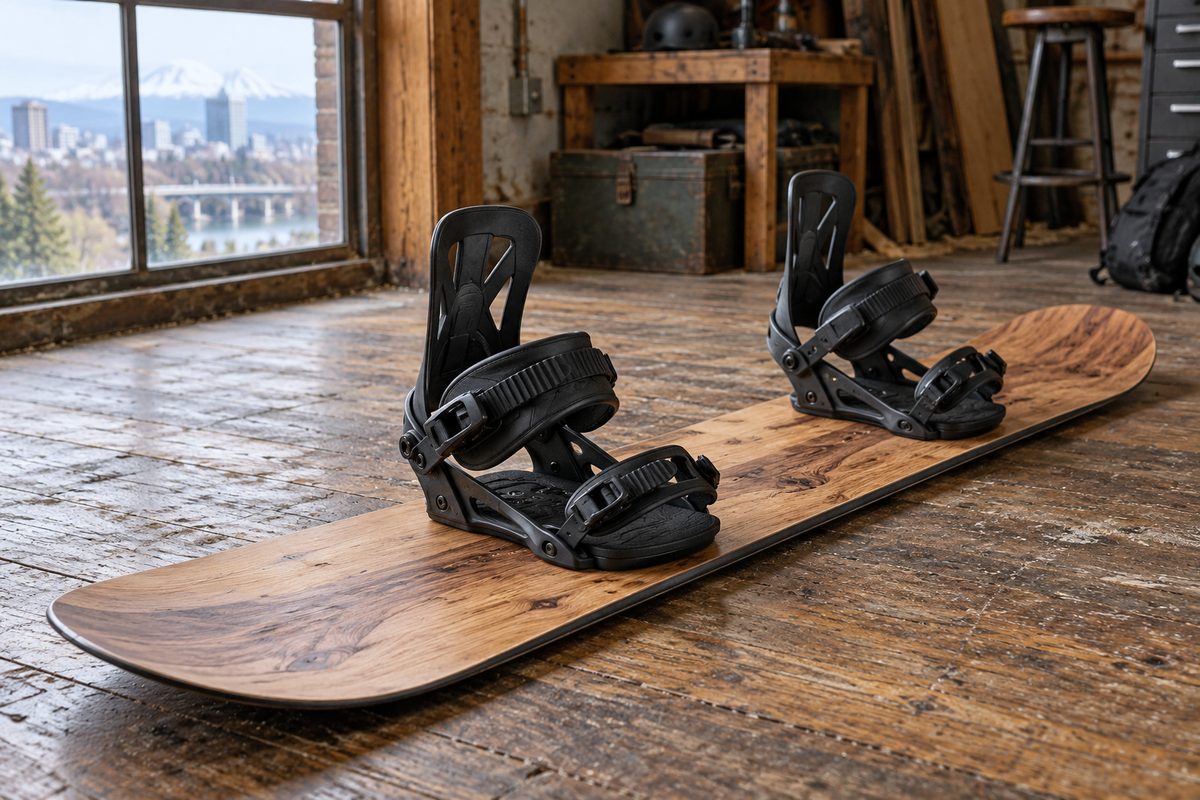 All-mountain snowboard kötésekkel előkészítve bérlésre
